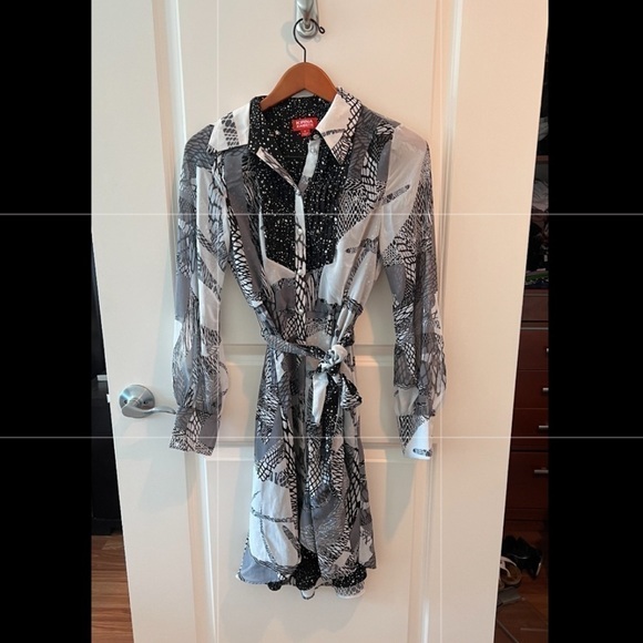 Kirna Zabete For Target Black, Grey And White Abstract Stars High-Low Dress - Picture 2 of 16